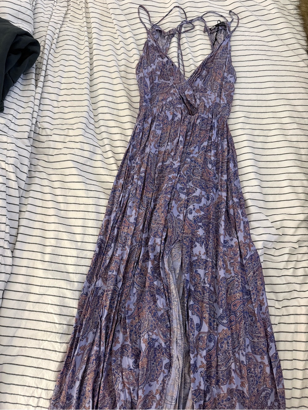 Zara Lavender Paisley Maxi Dress with Spaghetti Straps